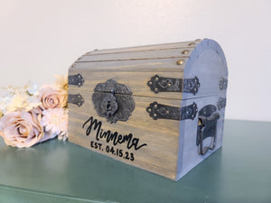 Personalized Wooden Cards Chest with Slot and Lock
