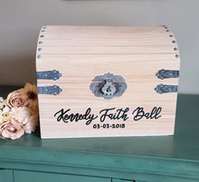 Load image into Gallery viewer, Personalized Wooden Cards Chest with Slot and Lock