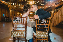 Load image into Gallery viewer, High school sweet hearts chair signs by Perryhill Rustics