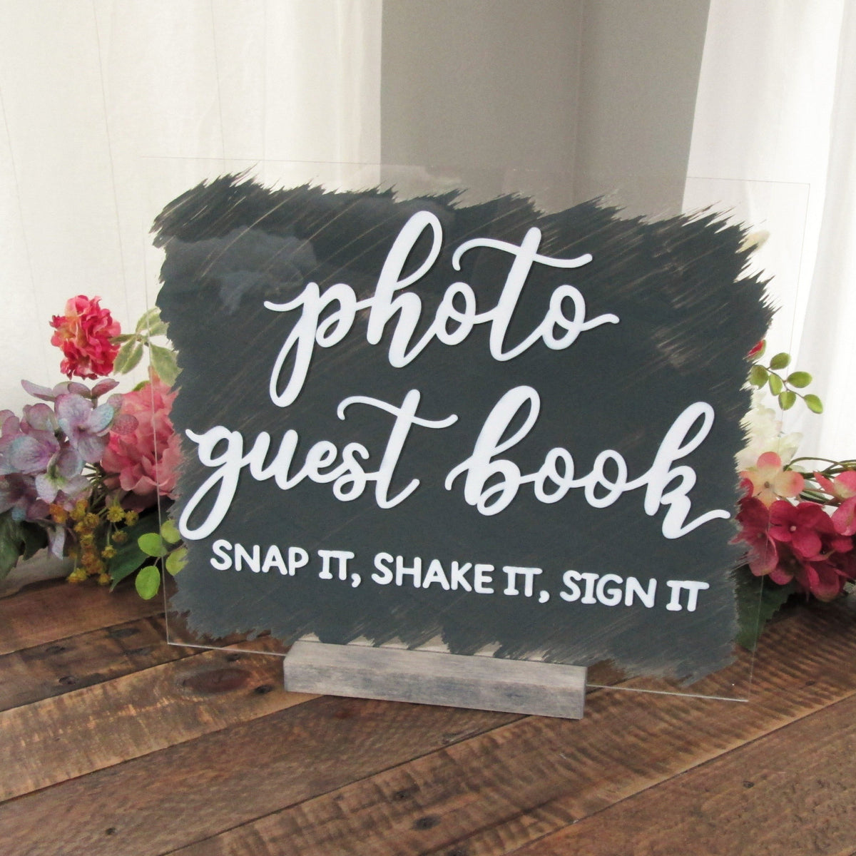 Personalised Wedding Guest Book Sign | Wooden Oak Polaroid Photo Sign