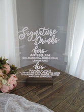 Load image into Gallery viewer, Signature Cocktails- Drink Menu - Acrylic Sign with Stand