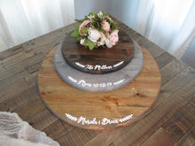 Load image into Gallery viewer, Size comparison of round cake stands. Perryhill Rustics