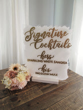 Load image into Gallery viewer, Signature Cocktails- Drink Menu - Acrylic Sign with Stand