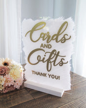 Load image into Gallery viewer, Cards and Gifts Acrylic Wedding Sign with Stand