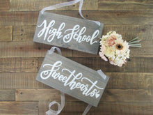 Load image into Gallery viewer, Weathered grey sweetheart table signs by Perryhill Rustics