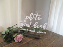 Load image into Gallery viewer, Photo Guest Book Acrylic Wedding Sign with Stand