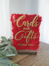 Load image into Gallery viewer, Cards and Gifts Acrylic Wedding Sign with Stand