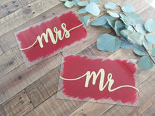 Load image into Gallery viewer, acrylic Mr and Mrs sweetheart table signs by Perryhill Rustics
