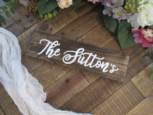 Load image into Gallery viewer, Wooden last name sign by Perryhill Rustics