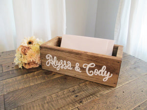 Personalized wooden card box by Perryhill Rustics