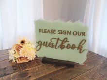 Load image into Gallery viewer, Please Sign Our Guest Book Acrylic Sign with Stand