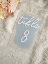 Load image into Gallery viewer, Dusty blue painted back table numbers by Perryhill Rustics
