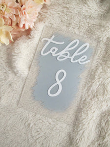 Dusty blue painted back table numbers by Perryhill Rustics