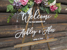 Load image into Gallery viewer, Clear acrylic wedding welcome sign by Perryhill Rustics
