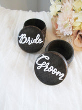 Load image into Gallery viewer, Bride and groom ring boxes by Perryhill Rustics
