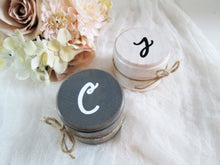 Load image into Gallery viewer, Personalized round ring boxes with initials by Perryhill Rustics