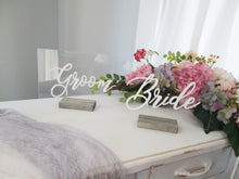 Load image into Gallery viewer, Bride and Groom Acrylic Sweetheart Table Signs