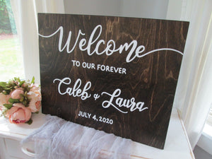 welcome to our forever wooden wedding sign by Perryhill Rustics