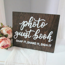 Load image into Gallery viewer, Photo guest book wooden wedding sign by Perryhill Rustics
