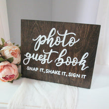 Load image into Gallery viewer, Photo guest book wooden wedding sign by Perryhill Rustics