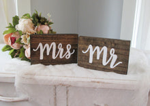Load image into Gallery viewer, small mr and mrs sweetheart table signs by Perryhill Rustics