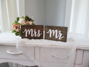 small mr and mrs sweetheart table signs by Perryhill Rustics