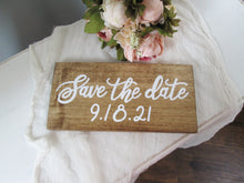 Load image into Gallery viewer, Wooden save the date sign by Perryhill Rustics