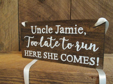 Load image into Gallery viewer, Personalized uncle ring bearer sign by Perryhill Rustics
