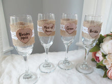 Load image into Gallery viewer, Bridal party toasting champagne flutes - gift for bridal party - bridesmaid gifts - groomsman gifts - Perryhill Rustics