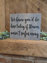 Load image into Gallery viewer, We know you'd be here today if Heaven wasn't so far away acrylic remembrance sign by Perryhill Rustics