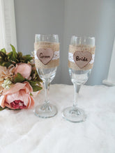 Load image into Gallery viewer, Bridal party toasting champagne flutes - gift for bridal party - bridesmaid gifts - groomsman gifts - Perryhill Rustics