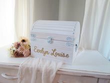 Load image into Gallery viewer, kids keepsake chest, first birthday gift, time capsule trunk by Perryhill Rustics