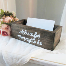 Load image into Gallery viewer, Advice for mommy to be wooden baby shower box by Perryhill Rustics