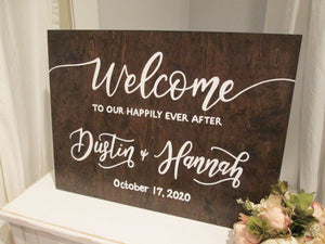 Personalized wooden wedding welcome sign by Perryhill Rustics