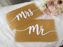 Load image into Gallery viewer, acrylic Mr and Mrs sweetheart table signs by Perryhill Rustics