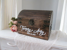 Load image into Gallery viewer, Personalized Wood Wedding Card Trunk With Slot and Lock
