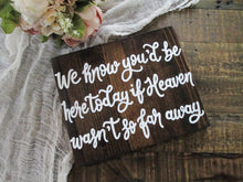 Load image into Gallery viewer, We know you'd be here today if Heaven wasn't so far away acrylic remembrance sign by Perryhill Rustics