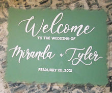 Load image into Gallery viewer, Sage green wedding welcome sign by Perryhill Rustics
