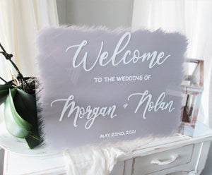 lavender purple wedding welcome sign