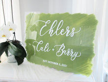 Load image into Gallery viewer, acrylic wedding welcome sign by Perryhill Rustics- green wedding decor
