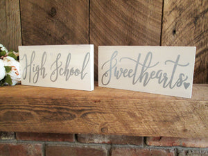 White and silver wedding signs - High school sweethearts by Perryhill Rustics