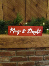 Load image into Gallery viewer, White and red merry and bright hand painted wooden christmas sign by Perryhill Rustics