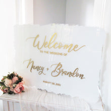 Load image into Gallery viewer, Personalized Acrylic Wedding Welcome Sign With Stand