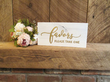 Load image into Gallery viewer, White and gold wedding decor, wooden favors sign by Perryhill Rustics