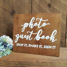 Load image into Gallery viewer, photo guestbook poloroid guestbook wedding decor wooden sign by Perryhill Rustics
