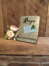 Load image into Gallery viewer, Metal cookbook or tablet stand. Personalized and hand painted to order by Perryhill Rustics