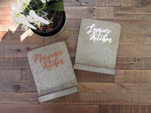 Load image into Gallery viewer, Metal cookbook or tablet stand. Personalized and hand painted to order by Perryhill Rustics