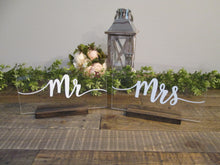Load image into Gallery viewer, acrylic Mr and Mrs sweetheart table signs by Perryhill Rustics