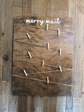 Load image into Gallery viewer, Merry mail wooden Christmas card holder sign by Perryhill Rustics