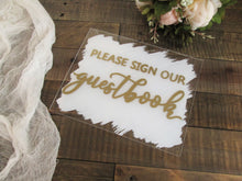 Load image into Gallery viewer, Please Sign Our Guest Book Acrylic Sign with Stand